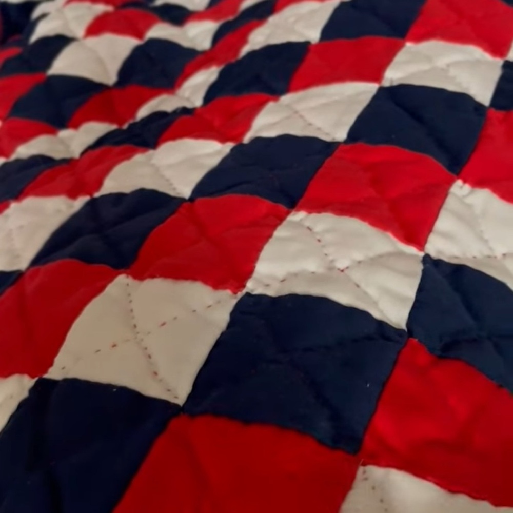 Classic Patchwork Quilt in Red, White, and Blue